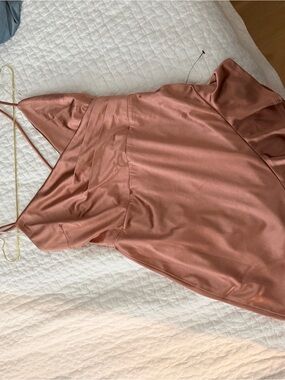 Satin Spaghetti Strap Slip Dress in Bronze